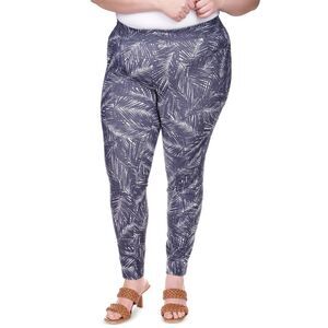 Michael Kors Plus Size Palm-print Leggings In Midnight Blue 3X